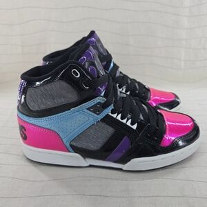 Osiris Womens NYC 83 SLM Black Pink Teal High Top Sneakers Shoes Size 7.5